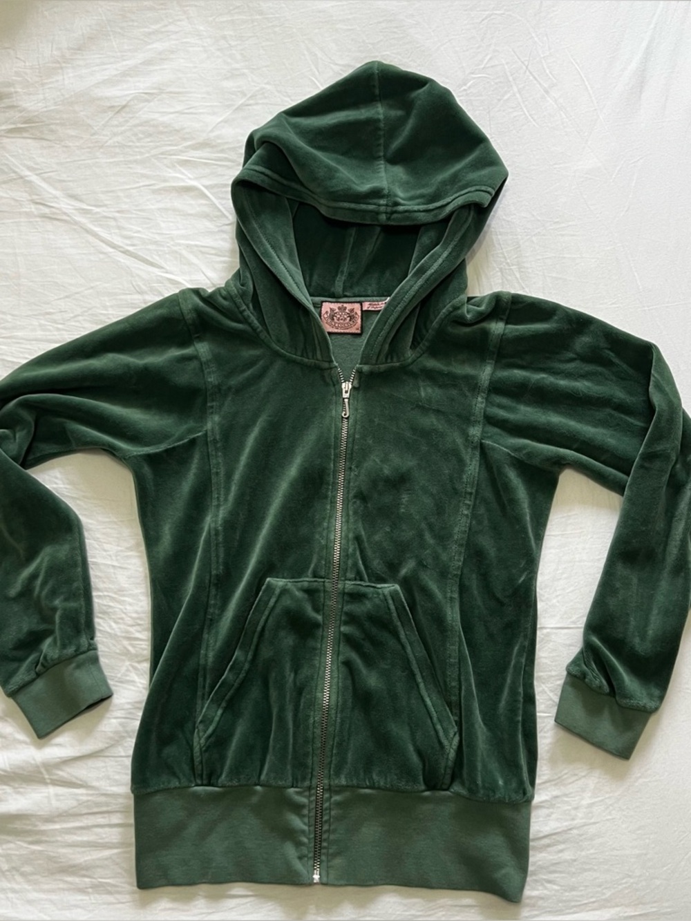Juicy Couture green velour zip-up hoodie
